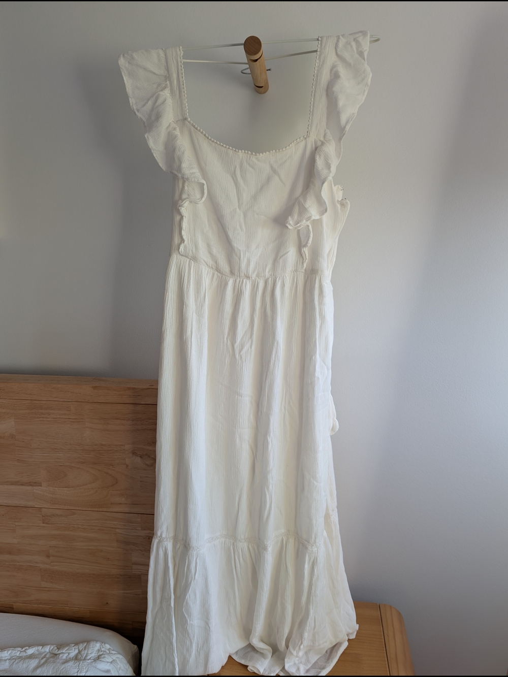 White Ruffle Strap Maxi Dress - Brand Unknown